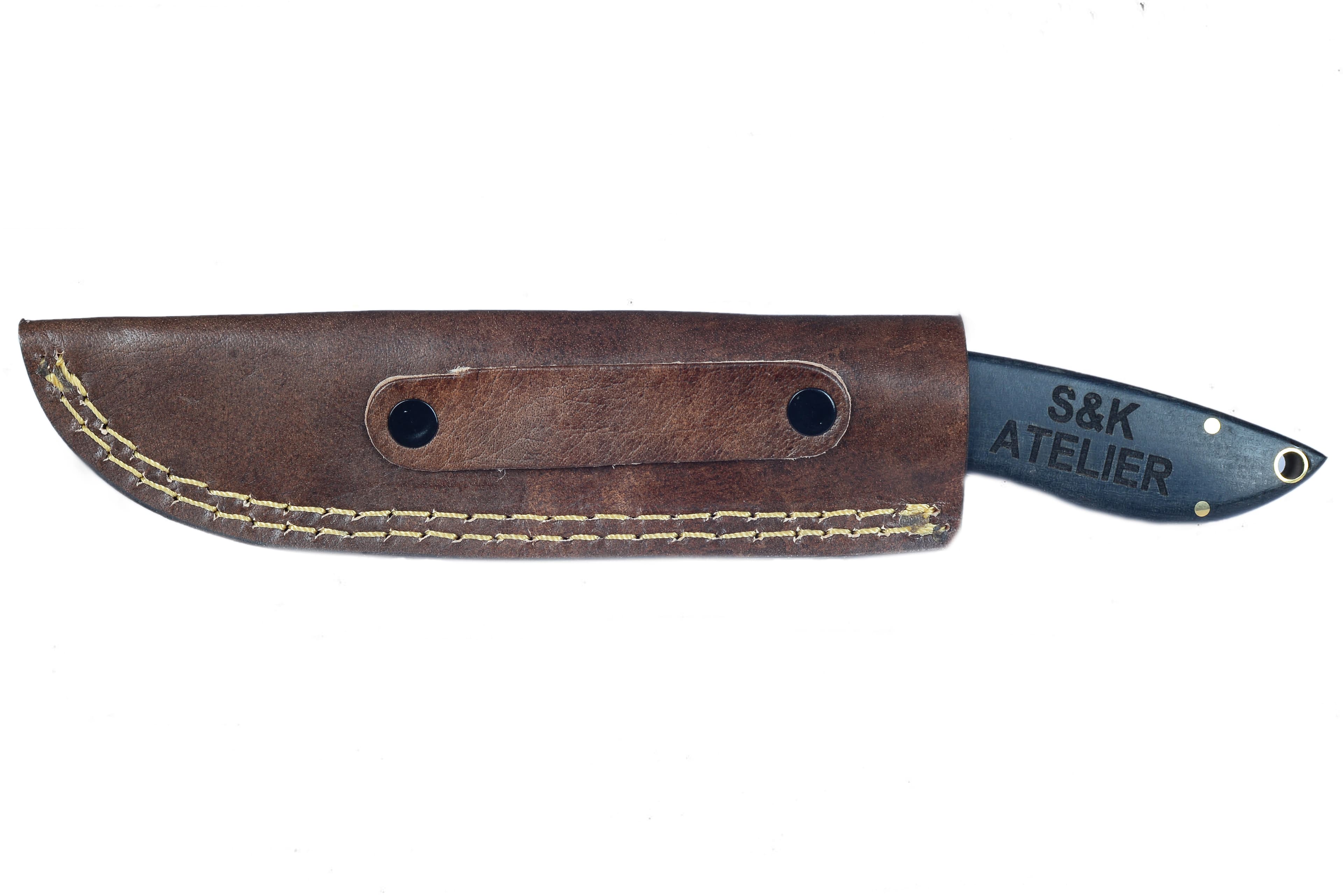 Damascus Steel Hunting Knife with Leather Sheath